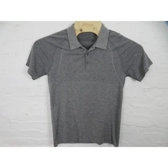 Lululemon Metal Vent Tech Polo Shirt Mens Medium Gray Short Sleeve Performance - Picture 1 of 10